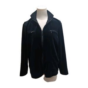 Lauren Ralph Lauren Women's Black Velour Zip-up Jacket Size 2X